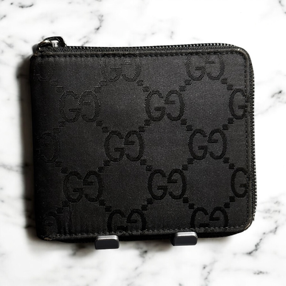 Gucci Black Nylon Monogram Compact Zip - Picture 1 of 13